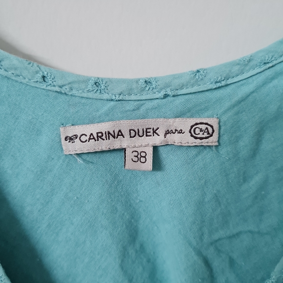 Strappy embroidered top in teal color. - Picture 5 of 5